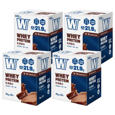 義美生醫 W PROTEIN 乳清蛋白飲 Set 10包, 分離濃縮乳清, 每包含21.9克蛋白質, 無添加香料奶精代糖, 可可口味, 35g, 4盒