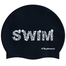 피닉스 디자인 실리콘 수영모자 스윔, 블랙, 1개