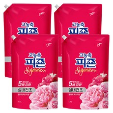 피죤 고농축 실내건조 시그니처 섬유유연제 플라워페스티벌 리필, 1.7L, 4개