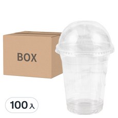 Tamsaa 透明PET飲料杯, 塑膠材質, 圓頂蓋組合, 410ml, 100入