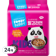 푸디버디 빨강라면, 소고기맛, 84g, 24개 - 베이비본죽실온이유식