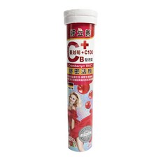 好立善 蔓越莓 + 維他命C發泡錠，舒密活顏，氣色更佳, 86g, 20顆, 1條
