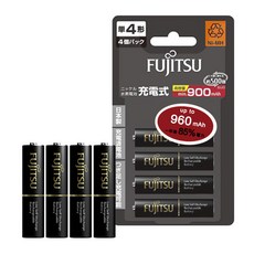FUJITSU 富士通 鎳氫低自放充電電池 4號 AAA套裝, 900mAh, 4個入, 4顆, 1組