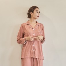 도씨 여성용 피치기모 긴팔 카라 잠옷 세트