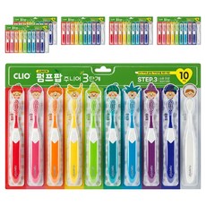 크리오 펌프팝 주니어 3단계 칫솔, 혼합색상, 10개입, 6세트