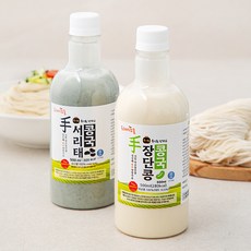 프레시오늘 신선냉장 껍질째 손수 영양가득 파주장단콩국수 + 서리태콩국수 생소면 밀키트 2인분 2종 세트 1346g, 1세트