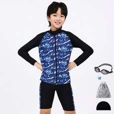 아쿠아티카 남아용 집업래쉬가드 일반용수경 5종 세트 AQA371