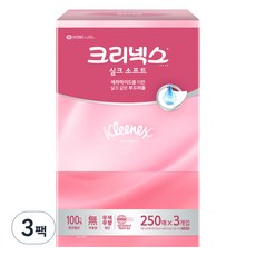 크리넥스 실크 소프트 천연펄프 미용티슈 2겹, 250매, 9개