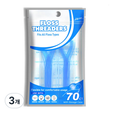 닥터치카 FLOSS THREADERS 교정용 브릿지 임플란트 치실, 70개입, 3개