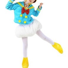 愛北鼻 萬聖節動物變裝服, 藍色鴨子造型兒童角色扮演服裝, 包含帽子+衣物+長襪+鞋子, 1入, 藍色