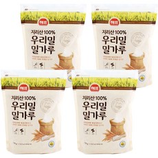 해표 지리산 100% 우리밀 밀가루, 750g, 4개