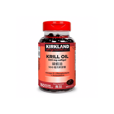 Kirkland 科克蘭 磷蝦油 500毫克軟膠囊, 160粒, Omega-3, Phospholipids + Astaxanthin, 160顆, 0.7g, 1罐