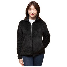 CARET 女款立領抓毛絨外套, S, 黑色