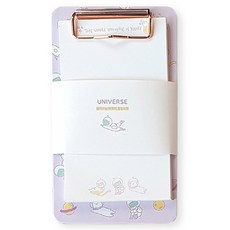 랑캣몰 부리 뜯어쓰는 메모지 + 클립보드 세트 100mm x 180mm, 유니버스 라벤더, 1세트