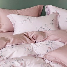 Prawear 巴麗維亞 60支100%萊賽爾天絲兩用被床包組,夕藍粉,雙人5尺