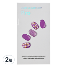 GLOSSYBLOSSOM Baking 美甲貼 葡萄款 28入 Set, 半固化真凝膠美甲貼, Cool Grape, 2組