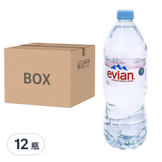 依雲evian 法國原裝版 天然礦泉水 1公升*12瓶/箱, 1L