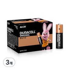 듀라셀 오리지널 AA 건전지, 20개입, 3개