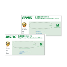 SIFOTEC 無粉塑膠檢診手套，無乳膠，無粉，無異味，柔軟舒適，袖口加厚, 2盒