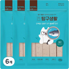 네츄럴랩 강아지 견탐구생활 슬라이스 간식 100g, 대구, 6개