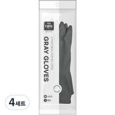 태화 컬러 고무장갑 양손세트, 그레이, 중(M), 4세트