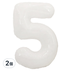 六分埔禮品 32吋 白色數字氣球 5, 2入組 生日派對裝飾, 白色, 2個