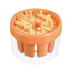 愛北鼻 快速脫模雪糕模具, 八格雪糕模具，快速脫模，DIY自製冰棒, 1入, 橙色