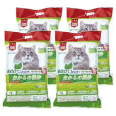 ECO Clean 豆腐貓砂, 7L, 結團力佳, 快速鎖住液體, 適合各種貓砂盆, 綠茶, 4袋