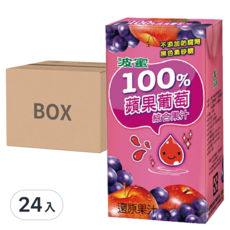 波蜜 100%蘋果葡萄綜合果汁, 無添加砂糖、色素和防腐劑, 160ml, 24入