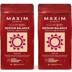 맥심 원두분쇄커피 시그니처 블렌드 미디엄 밸런스, 200g, 2개