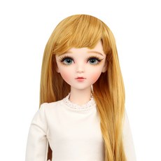 球形關節娃娃波浪捲假髮 60cm, 黃色的