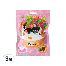 Catfeet 呼嚕愛乾淨 蔓越莓化毛潔牙餅, 雞肉風味, 60g, 雞肉, 3包