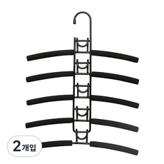세이프탑 아동용 다층 미끄럼방지 옷걸이, 블랙, 2개