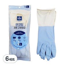 태화 면코팅 투톤 고무장갑 양손착용, 블루, 대(L), 6세트