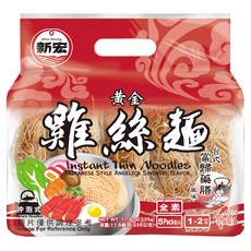 新宏 黃金雞絲麵, 台式當歸藥膳風味, 全素, 5入, 335g, 1袋