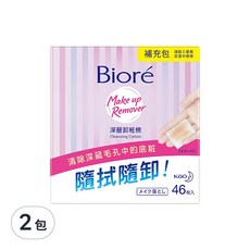 Biore 蜜妮 台灣公司貨 深層卸粧 棉補充包, 46片, 2包
