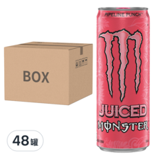 MONSTER ENERGY 魔爪 管浪潘趣碳酸能量飲料, 355ml, 含人參、牛磺酸、維生素B, 百香果、柳橙、芭樂口味, 48罐