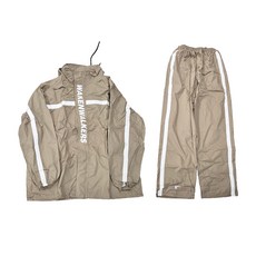 WOLF WALKERS兩件式雨衣，隱藏式連帽設計，背後透氣孔設計, 4XL, 淺卡其