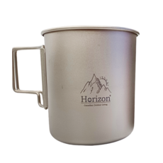 Horizon 天際線 純鈦馬克杯組大小雙杯組, 堆疊收納方便, 防鏽防油垢, 一體成形噴砂工藝, 安全無毒, 易於清潔, 抗蝕性佳, 1組