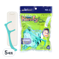 위덴 어린이 디노핸디 치실 90p + 스마일 휴대케이스, 5세트