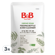 비앤비 젖병 식기세정제 리필, 3개, 500ml