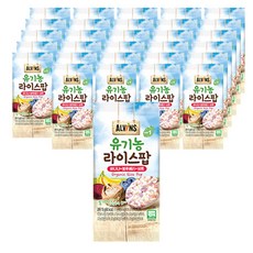 엘빈즈 유기농 라이스팝 과자, 바나나 + 블루베리 + 비트 혼합맛, 15g, 30개