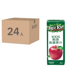 TREE TOP 樹頂 100%純蘋果汁 (200ml/瓶) - 24瓶/箱, 全天然, 無添加物, 無糖, 24入