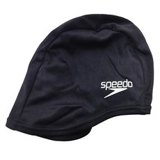 Speedo 成人尼龍泳帽 Polyester, 舒適貼身，快速乾燥，多種顏色選擇, ONE-SIZE, 黑色, 1個