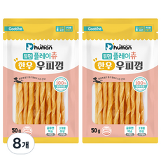 듀먼 강아지 플레이츄 우피껌 간식, 플레인맛, 50g, 8개