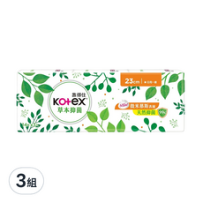 Kotex 靠得住 草本抑菌日用一般衛生棉 護翼型, 23cm, 42片, 3組