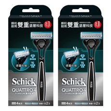 Schick 舒適牌 創4紀鈦型男刮鬍刀架 4刀片 鈦金屬塗層 含潤滑條, 2支
