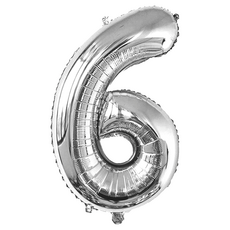 生活King 數字氣球 錫箔氣球 氣球佈置 32吋 銀色數字6 生日派對裝飾, 銀色 6, 1個