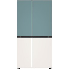 엘지오브제키친핏 LG전자 디오스 오브제컬렉션 양문형 냉장고 메탈 832L 방문설치 클레이민트(상단) 베이지(하단) S834MTE10