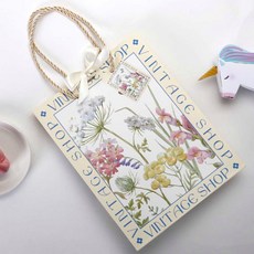 인디케이 보태닉 플라워 리본 쇼핑백, 혼합색상, 3개, 가로 18.5cm x 세로 10cm